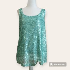 Maurices Sparkly Mint Racerback Tank Top size 0 (Large)